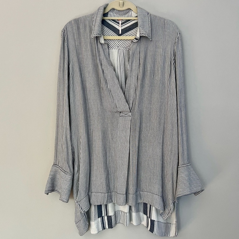 Free People Oversized Striped Oxford Top